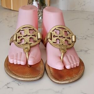 Tory Burch Miller Metallic Gold Sandals